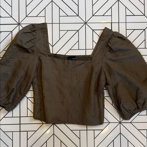 Lucy Paris Puff Sleeve Blouse in Olive